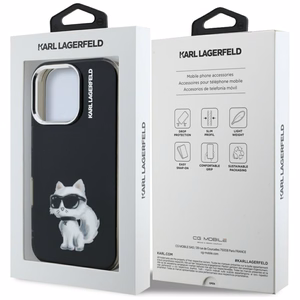 Karl Lagerfeld IML Aquarelle Choupette & Logo Suojakuori iPhone 16 Pro Maxille - Musta