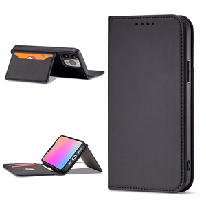 Magnet Card Suojakuori Samsung Galaxy S23+:lle - läppäkuori lompakko jalusta musta