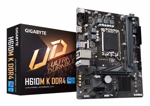 Gigabyte H610M K DDR4 Motherboard - Supports Intel Core 14th Gen CPUs, 3+1+1 Phases Hybrid Power Design, up to 3200MHz DDR4, 1xPCIe 3.0 M.2, GbE LAN, USB 3.2 Gen 1