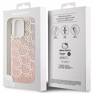 Hello Kitty IML Gradient Electrop Crowded Kitty Head Suojakuori iPhone 14 Pro:lle - vaaleanpunainen