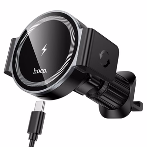 Auton laturi-pidike Hoco HW35, MagSafe, 15W, ilmaritilä, musta