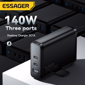 Charger Essager "Peak 2" Black 140W (2xPD / QC3.0)