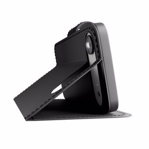 Puro Wallet Stand suojakuori iPhone 17 Air:lle - ekotekonahkainen lompakko- ja jalustakuori, musta