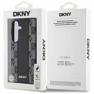 DKNY Nahkainen Checkered Pattern MagSafe Suojakuori Samsung Galaxy S25:lle - musta