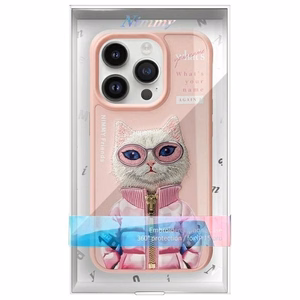 NIMMY Suojakuori COOL&CUTE 2.0 Cat iPhone 15 Pro:lle - vaaleanpunainen