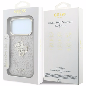 Guess 4G & Big Strass Logo suojakuori mallille iPhone 17 Pro / 18 Pro – väri: vaaleanpunainen