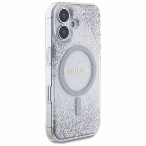 Guess HC Resin Bottom Glitter MagSafe Suojakuori iPhone 16:lle - hopeinen