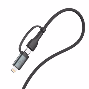 3mk Hyper Cable N-SERIES 2 in 2 USB-A / USB-C ja USB-C / Lightning 1.2m QC 3.0 9V/2A 60W - musta