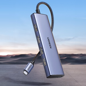 HUB Ugreen CM511 20956A 6in1 USB-C - HDMI / 3x USB-A 3.0 / SD/TF card reader - gray