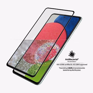 PanzerGlass E2E Microfracture antibakteerinen suojalasi Samsung Galaxy A52 / A52 5G / A53 5G - mustalla kehyksellä