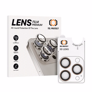 Karkaistu lasi Tel Protect 3D Linssi kameralle iPhone 15 Pro/15 Pro Max:lle titaani (3 linssiä)