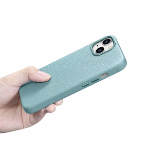 iCarer Litchi Premium Nahkakotelo iPhone 14 Magneettinen nahkakotelo MagSafe Vihreä (WMI14220709-GN)