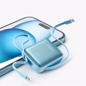 Varavirtalähde POWER BANK Joyroom (JR-PBF27) 10000mAh (1xType-C; 22.5W) + type-C ja lightning kaapeli, sininen