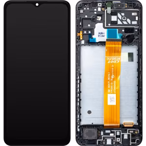 Samsung A047 A04s LCD-näyttö kosketusnäytöllä ja kehyksellä, alkuperäinen musta (huoltopakkaus)