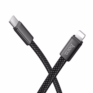Litteä kaapeli USB C - Lightning Hoco PD 30W 1 m X125 musta