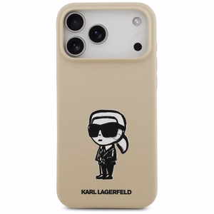 KARL LAGERFELD suojakuori iPhone 17 Pro Max MagSafe-yhteensopiva (silikoni KL-luonnoksella ja logolla) - ruskea