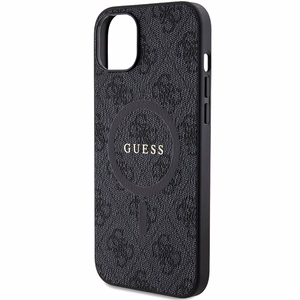 Guess 4G Collection nahka Metal Logo MagSafe kotelo iPhone 15/14/13 - musta