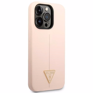 Guess GUHCP14XSLTGP iPhone 14 Pro Max 6.7" vaaleanpunainen/vaaleanpunainen kovakotelo Silikoni kolmio Silikoni kolmio