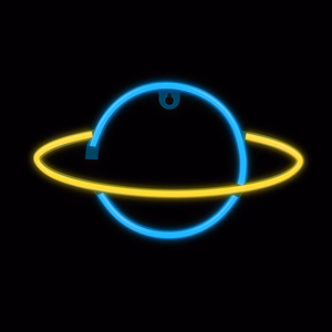 Neon LED-valo SATURN keltainen sininen Bat + USB FLNE11 Forever Light