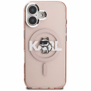 Karl Lagerfeld IML Choupette Sketch Logo MagSafe Suojakuori iPhone 16 - vaaleanpunainen