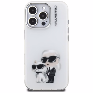 Karl Lagerfeld IML Aquarelle Karl & Choupette & Logo Suojakuori iPhone 16 Pro Maxille - Valkoinen