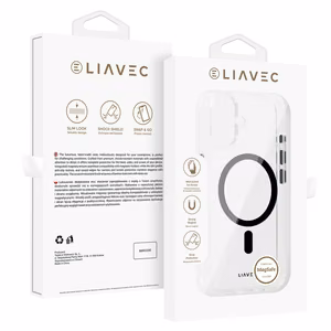 Liavec Glossy Magsafe Kirkas Suojakuori iPhone 16:lle musta