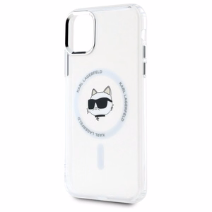 Karl Lagerfeld IML Metal Choupette Head MagSafe iPhone 11 Suojakuori - valkoinen
