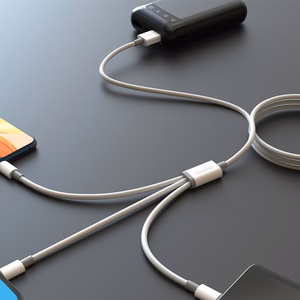 Dudao L8s-3in1 USB-A–USB-C / Micro-USB / Lightning -kaapeli, 100 W, 1,2 m, valkoinen