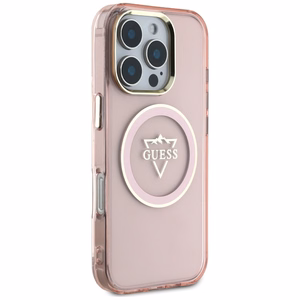Guess IML Metal Mountain Logo MagSafe iPhone 16 Pro Max Suojakuori - vaaleanpunainen