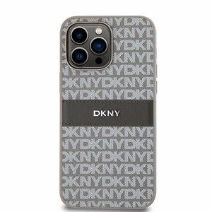 DKNY Nahkainen Mono Stripe & Metal Logo Suojakuori iPhone 14 Pro Max:lle - beige