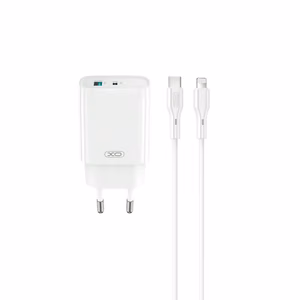 XO Seinälaturi CE30 PD 30W 1x USB-C 1x USB Valkoinen + Kaapeli USB-C - Lightning