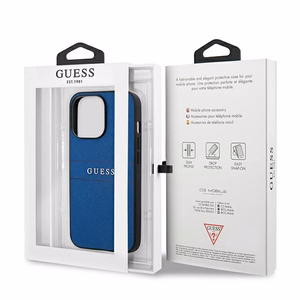 Guess Saffiano Hihna Suojakuori iPhone 13 Pro Max 6.7" - Sininen