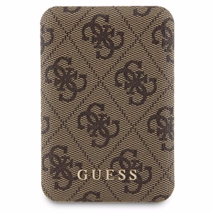 Guess 4G Metal Logo Suojakuori-setti iPhone 15:lle + 5000mAh MagSafe Varavirtalähde - ruskea