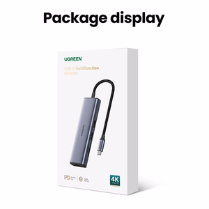 Ugreen CM512 15598 6in1 USB-C-keskitin - 3x USB-A 3.0 / HDMI / RJ45 / USB-C PD - harmaa
