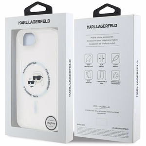 Karl Lagerfeld IML Metal Karl & Choupette Heads MagSafe Alkuperäinen Pussi iPhone 17e/16e:lle - Valkoinen