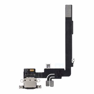 Original charging-port flex cable removed from a donor device for iPhone 16 Pro Max – black