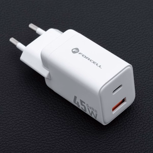 Puhelinlaturi Forcell F-Energy Mini GaN III USB C + USB A PD QC4.0 45W VT-36 valkoinen