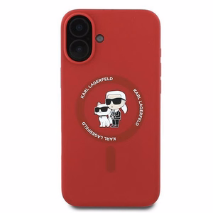 KARL LAGERFELD Silikoninen KC Body Ring MagSafe Suojakuori KLHMP16MSCMKCRHR iPhone 16 Plus:lle - Punainen
