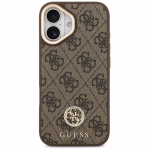 Guess 4G Strass Logo & Big Strap Metal Buttons MagSafe suojakuori iPhone 17 - ruskea