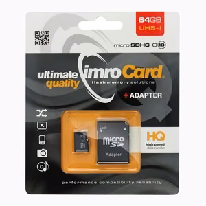 Imro muistikortti 64GB microSDXC cl. 10 UHS-I + sovitin