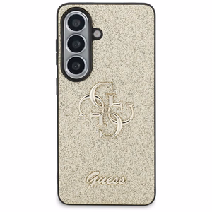Guess Fixed Glitter Big 4G Metal Logo -suojakuori Samsung Galaxy S26:lle kultainen