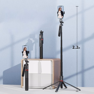 Blavec Selfie Stick Aluminium Fusion P-08 jalusta + kaukosäädin + 1 lamppu 2,2 metriä (SSFP08-TR1LB22) musta