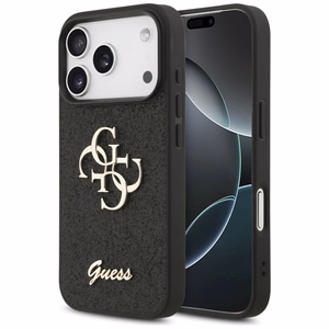 Guess Fixed Glitter Big 4G Suojakuori iPhone 17 Prolle - musta