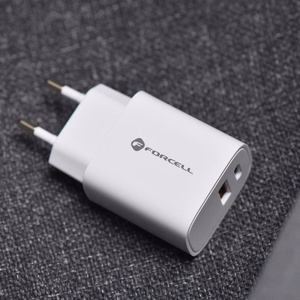Puhelimen laturi Forcell F-Energy USB C + USB A QC4.0 PD 3A 30W TFK-TC-30WPD valkoinen