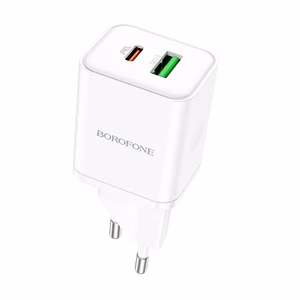Borofone Seinälaturi BN7 - USB + Type C - QC 3.0 PD 20W valkoinen