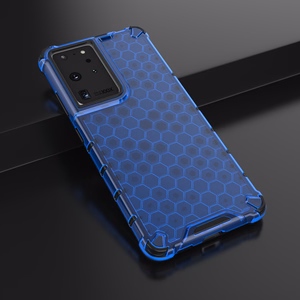 Honeycomb tapauksessa panssaroitu kansi geelirunko Samsung Galaxy S22 Ultra sininen