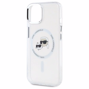 Karl Lagerfeld IML Metal Karl&Choupette Head MagSafe iPhone 15 Case - White