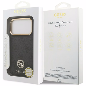 GUESS Suojakuori IPHONE 17 Pro MagSafe GUHMP17LP4GRMDEK (PU W/ 4G Strass Logo) musta