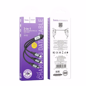 Hoco 3-in-1 Kaapeli USB-A - Lightning / Micro USB / USB-C 1m X102 Musta