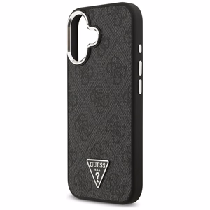 Guess Suojakuori Magsafe 4G PU nahkainen Triangle Logo -logolla ja hopeisella metallisella kamerakehyksellä iPhone 17:lle musta